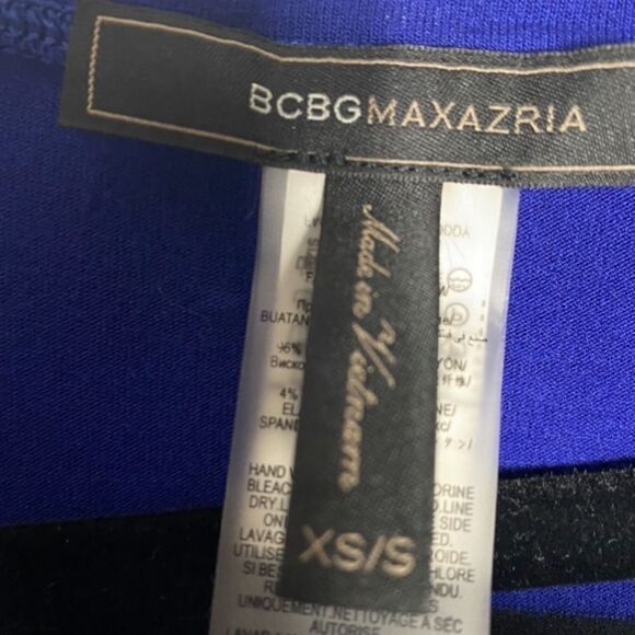 BCBGMaxAzria Oversized Blue Black Striped Batwing Blouse Size XS/S - Picture 4 of 4